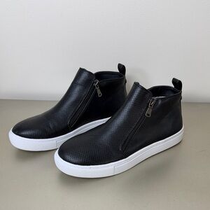 Steve Madden Black Perforated Ankle Booties